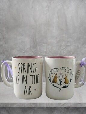 ☀️NEW Rae Dunn SPRING IS IN THE AIR Double Sided Mug with Butterflies